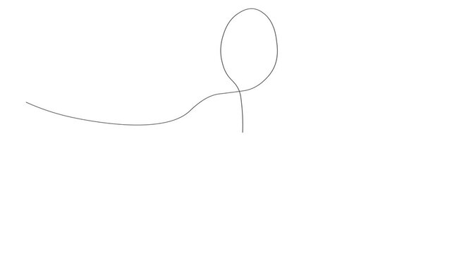 Continuous Single Line Drawing Spoon Animation, Minimalist Monoline Illustration of Kitchen Utensil, Simple Contour Vector of Cutlery on White Background for Cooking, Food, and Restaurant Design