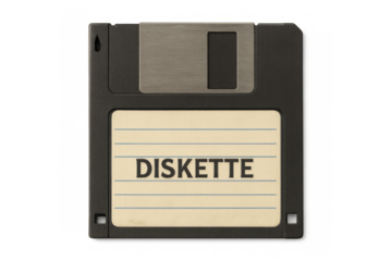 Floppy diskette old data storage and computer technology representing retro digital information