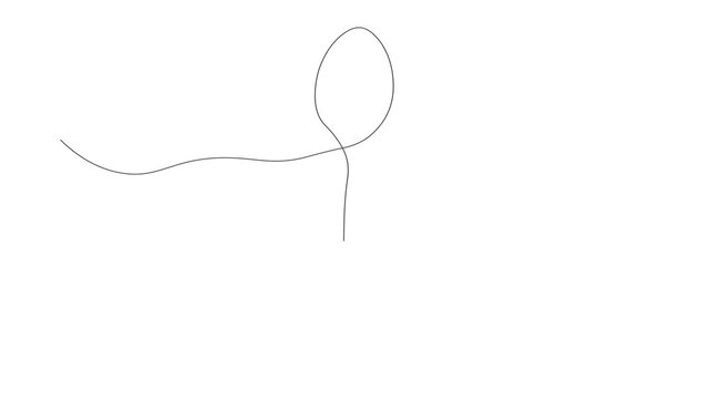 Continuous Single Line Drawing Spoon Animation, Minimalist Monoline Illustration of Kitchen Utensil, Simple Contour Vector of Cutlery on White Background for Cooking, Food, and Restaurant Design