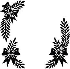 Black and white laurel wreath vector frame floral leaf border illustration design nature decoration silhouette ornament pattern