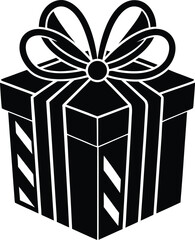 Gift box with ribbon and bow festive celebration silhouette illustration