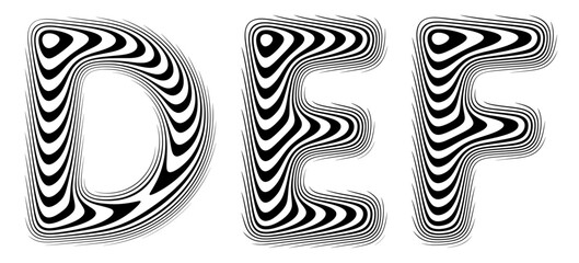 Set of stylized alphabet with smooth reflective lines creates illusion of perfectly polished surface. Letters shaped by soft continuous lines follow the gentle curvature like liquid reflection. Vector