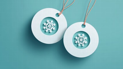 Minimal Snowflake Cutouts on Blue Background for Holiday Decor