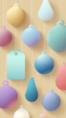 Colorful Baubles and Tags Hanging Against a Soft Background