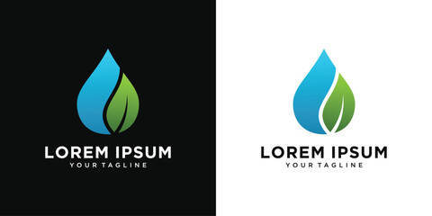 Abstract leaf water drop logo design