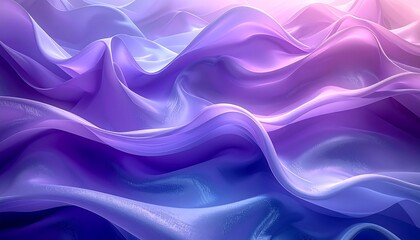 Obraz premium Abstract wavy composition. Light illuminates flowing fabric-like forms in shades of purple and blue, creating a surreal landscape. Soft shadows & gradients