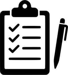 Sports planner silhouette vector showing clipboard and checklist symbol for team organization and tracking