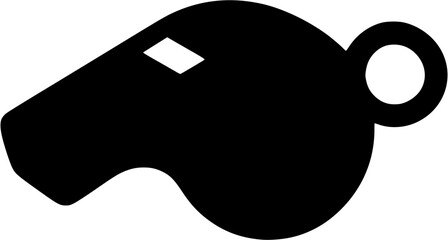 Sports whistle silhouette vector showing referee equipment used for game control and fair play enforcement