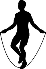 Jump rope exercise vector icon showing athlete skipping rope for sports training and cardio fitness