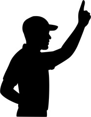Coach pointing silhouette vector showing sports instructor giving guidance and instruction