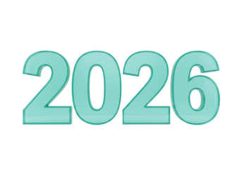Isolated, stylized 2026 numerals, year date for graphic design, event promotion or decoration