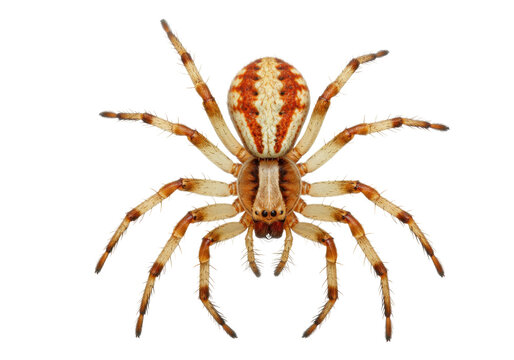 Isolated European Garden Spider, a striking arachnid with detailed markings, closeup view