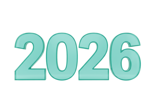 Isolated, stylized 2026 numerals, year date for graphic design, event promotion or decoration