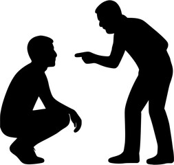 Coach explaining silhouette vector showing sports trainer giving feedback to athlete