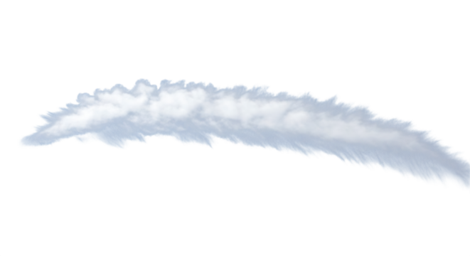A wispy, elongated cloud formation isolated on transparent background stretches horizontally, resembling a brushstroke of ethereal mist, suggesting movement, transience, and the delicate balance of at