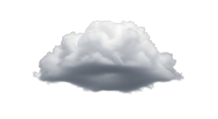 A single, fluffy cloud isolated on transparent background, casting a subtle shadow, perfect for adding a touch of realism and depth to any design, evoking feelings of serenity and the beauty of nature