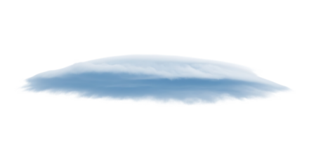 Illustration of a fluffy blue cloud isolated on transparent background, rendered with soft edges and subtle gradients, creating a serene and dreamy atmosphere, perfect for adding a touch of whimsy to