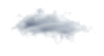 A single dark cloud isolated on transparent background, floating in the sky, with a soft, diffused appearance, casting a subtle shadow, creating a sense of depth and dimension in the atmosphere