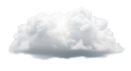 A puffy white cloud isolated on transparent background, floating gently, with a soft, diffused edge, casting a subtle shadow, creating a sense of depth and dimension, evoking a feeling of tranquility 