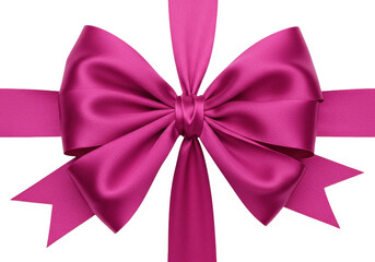 Isolated Pink Satin Ribbon Bow, Gift Decoration, Present Package, Celebration Decor