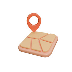3D Map pin icon isolated on transparent background. Containing location, map marker, address, position, tracking, geolocation, place and more. Navigation icon. Location symbol. 3d render illustration