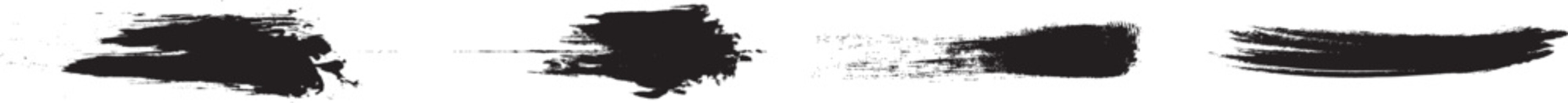 Black Brushstroke Elements – Abstract Ink Streaks on White Background.