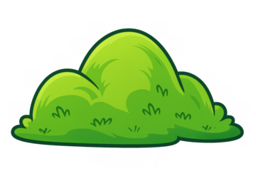 Cartoon green bush illustration with transparent background, nature element for games and animation