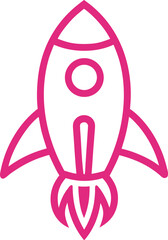Pink Line Rocket Icon Vector