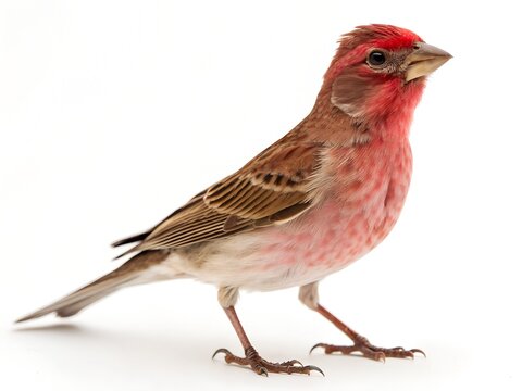 Cassin&rsquo;s Finch Standing on Clean White Background