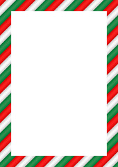Christmas Frame Vertical frame, Red Green White stripes Border frame