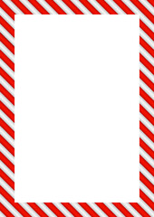Christmas Frame A4 Vertical, Candy Cane Red Green White Border 