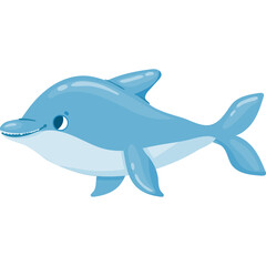Cute cartoon dolphin character illustration with transparent background isolated on white for digital art and design