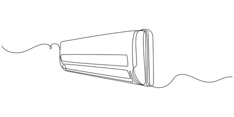 Obraz premium Continuous Line Art of a Wall-Mounted Air Conditioner,Air conditioner one line art vector illustration,Continuous Line Drawing of an Air Conditioner