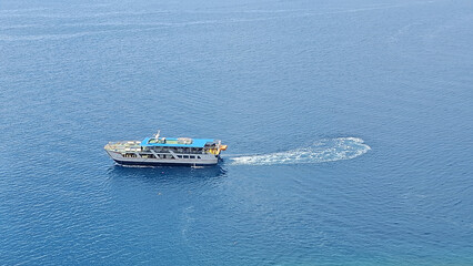 Passenger Ferry Sailing in the Waters of Mount Athos