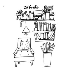 Book Tracker 2025 printable template in minimalist design. Perfect for organize reading goals, tracking finished books, authors, and ratings. Editable vector EPS file for planner, bullet journal