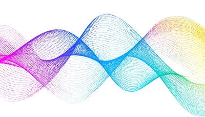 Abstract, wavy lines of color. Spectrum of colors is shown, from purple to yellow. The waves vary in size and have a blurred look