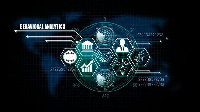 behavioral analytics Management and Digital Transformation Technology Background. 4k video 
