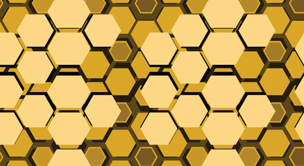 Seamless vector pattern featuring hexagon geometric shapes with earth tone colors. Ideal for modern design, abstract background, and digital creative projects.