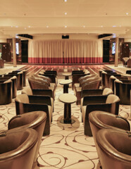 Elegant interior design leather furnishing bar lounge area onboard cruiseship cruise ship liner in...