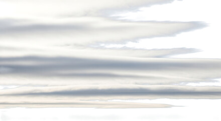 Gentle layers of soft clouds drift across the sky, creating a serene and peaceful atmosphere isolated on transparent background the subtle shades of gray and white blend seamlessly, evoking a sense of