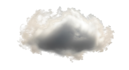 A single cloud isolated on transparent background, showcasing its fluffy texture and ethereal form against a clean backdrop, perfect for adding a touch of serenity to any design project or composition
