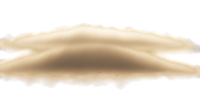 Dust cloud isolated on transparent background, a swirling mass of fine particles suspended in air, creating a hazy and textured effect, perfect for adding atmosphere and realism to designs