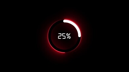Glowing red circle loading bar with 45 percent progress on black background image photo