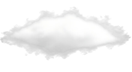 A single, pristine white cloud, its edges softly blurred, floats serenely against a stark transparent background, evoking a sense of peace and tranquility isolated on transparent background