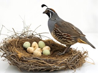 California Quail Nest with Eggs