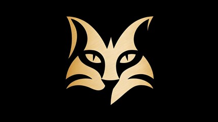 Obraz premium Minimalist gold cat logo, sleek and elegant design on a white background. Concept : Branding, logo design, pet-related business, luxury or premium feel, modern and minimalist aesthetics.