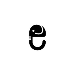 abstract letter e logo that forms an elephant