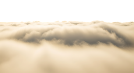 A breathtaking aerial view of clouds illuminated by the golden light of the sun, creating a dreamy and ethereal landscape, with soft textures and warm tones that evoke a sense of peace isolated on tra