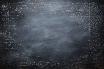 Math chalkboard background with equations and formulas for education and science presentations and designs