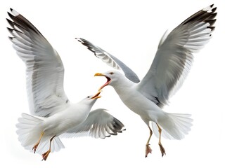 Obraz premium California Gulls mid-air fight isolated